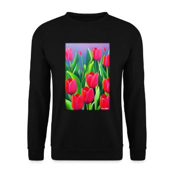 Tulip Lily Family Flower Spring Meadow Green - Unisex Sweatshirt - black - Front - Alina (178cm) & Michal (187cm)