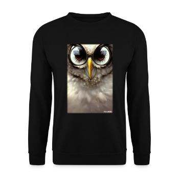 Eule Sonnenbrille Wildtier Vogel Waldtier Wald - Unisex Pullover - Schwarz - Vorne - Alina (178cm) & Michal (187cm)