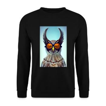Eule Sonnenbrille Wildtier Vogel Waldtier Wald - Unisex Pullover - Schwarz - Vorne - Alina (178cm) & Michal (187cm)