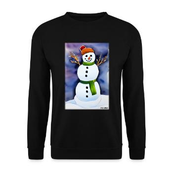 Snowman Snow Winter Christmas Advent - Unisex Sweatshirt - black - Front - Alina (178cm) & Michal (187cm)