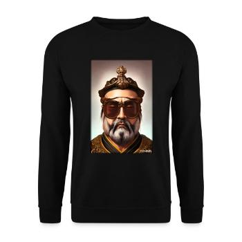 Confucius Sunglasses Philosopher China Asia - Unisex Sweatshirt - black - Front - Alina (178cm) & Michal (187cm)
