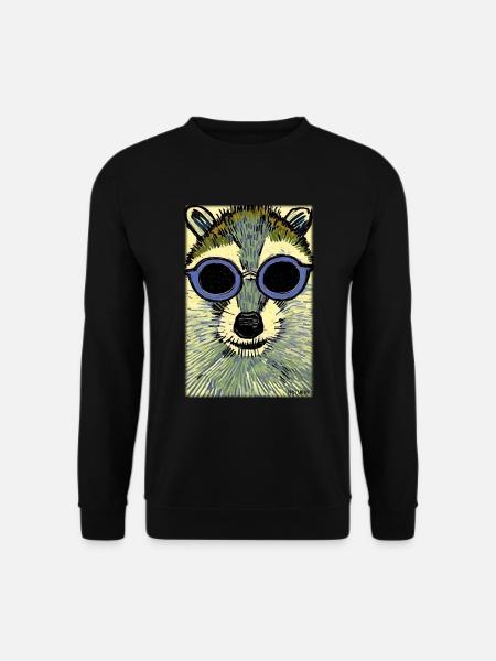 Waschbär Sonnenbrille Wildtier Waldtier Wald Natur - Unisex Pullover - Schwarz