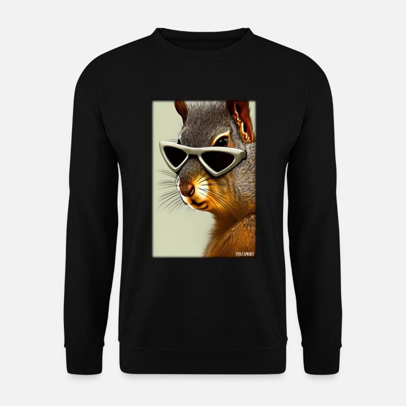 Eichhörnchen Sonnenbrille Wildtier Waldtier Wald - Unisex Pullover - Schwarz