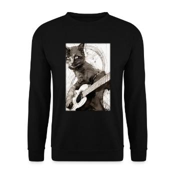 Cat Guitar Pet Musician Cat Friend - Unisex Sweatshirt - black - Front - Alina (178cm) & Michal (187cm)