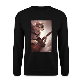 Cat Guitar Pet Musician Cat Friend - Unisex Sweatshirt - black - Front - Alina (178cm) & Michal (187cm)