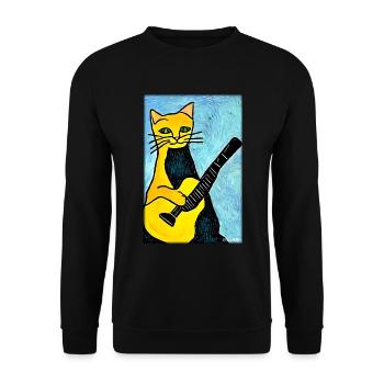 Cat Guitar Pet Musician Cat Friend - Unisex Sweatshirt - black - Front - Alina (178cm) & Michal (187cm)