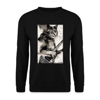 Cat Guitar Pet Musician Cat Friend - Unisex Sweatshirt - black - Front - Alina (178cm) & Michal (187cm)
