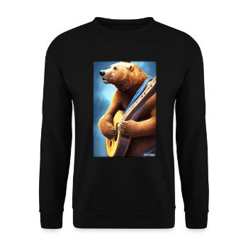 Bear Guitar Wildlife Musician Forest Animal Zoo Animal - Unisex Sweatshirt - black - Front - Alina (178cm) & Michal (187cm)
