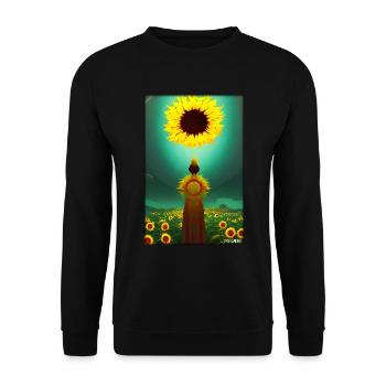 Astéracées de tournesol Fleur Printemps Prairie Verte - Sweat-shirt Unisexe - noir - Devant - Alina (178cm) & Michal (187cm)