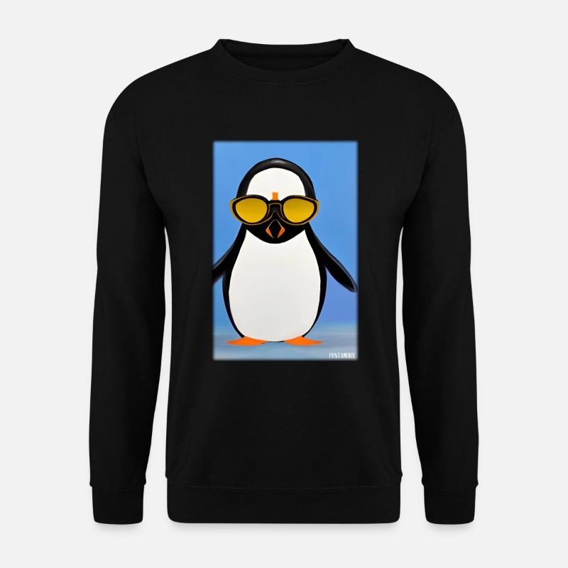 Pinguin Sonnenbrille Wildtier Vogel Seevogel - Unisex Pullover - Schwarz