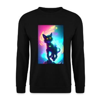 Space Cyber Cat Future Pet Cat Love - Sweat-shirt Unisexe - noir - Devant - Alina (178cm) & Michal (187cm)