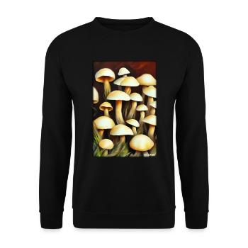 Mushrooms Forest Nature Autumn Nature Love of Nature Hiking - Unisex Sweatshirt - black - Front - Alina (178cm) & Michal (187cm)
