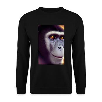 Affe Wildtier Affenkopf Tierwelt Zoo Safari Tiere - Unisex Pullover - Schwarz - Vorne - Alina (178cm) & Michal (187cm)