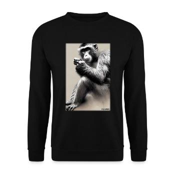 Monkey Wildlife Monkey Head Wildlife Zoo Safari Animals - Unisex Sweatshirt - black - Front - Alina (178cm) & Michal (187cm)