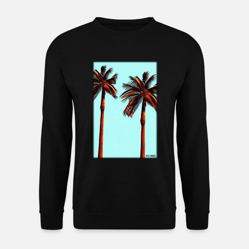 Palme Strand Urlaub Sommer Sonne Meer Reise Ferien - Unisex Pullover - Schwarz