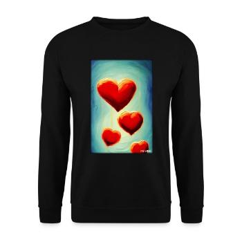 Liebe Herz Valentinstag Liebespaar Romantisch - Unisex Pullover - Schwarz - Vorne - Alina (178cm) & Michal (187cm)