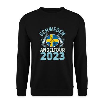 Angeln Schweden 2023 Angelurlaub Schweden - Unisex Pullover - Schwarz - Vorne - Alina (178cm) & Michal (187cm)