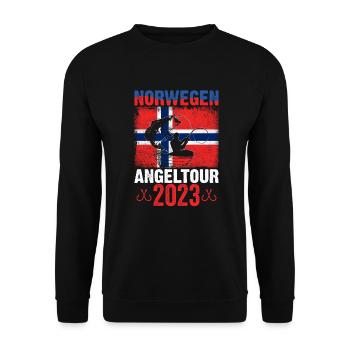 Norwegen Angelurlaub Angeltour 2023 - Unisex Pullover - Schwarz - Vorne - Alina (178cm) & Michal (187cm)