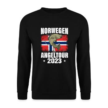 Norwegen Angeltour 2023 - Unisex Pullover - Schwarz - Vorne - Alina (178cm) & Michal (187cm)