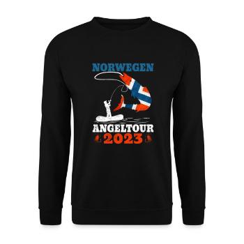 Norwegen Angeltour 2023 Angeltrip Norwegen - Unisex Pullover - Schwarz - Vorne - Alina (178cm) & Michal (187cm)