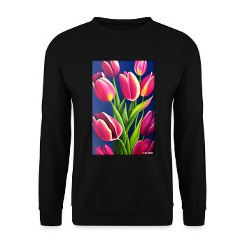 Tulip Lily Family Flower Spring Meadow Green - Sweat-shirt Unisexe - noir - Devant - Alina (178cm) & Michal (187cm)