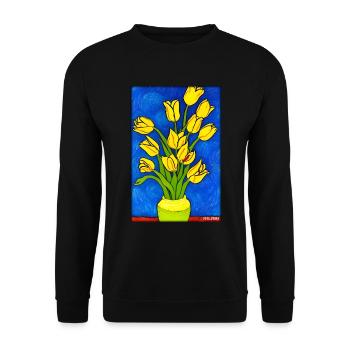 Tulip Lily Family Flower Spring Meadow Green - Unisex Sweatshirt - black - Front - Alina (178cm) & Michal (187cm)