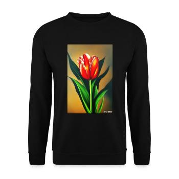 Tulip Lily Family Flower Spring Meadow Green - Unisex Sweatshirt - black - Front - Alina (178cm) & Michal (187cm)
