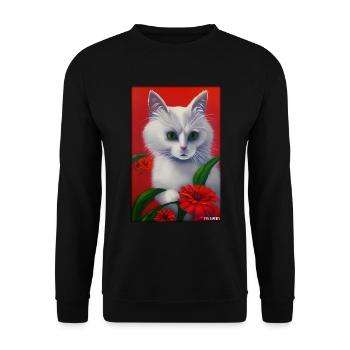 Cat Flower Nature Flowering Garden Cat Love Cat - Unisex Sweatshirt - black - Front - Alina (178cm) & Michal (187cm)