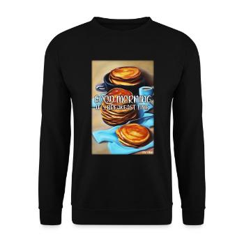 Good Morning, It's Breakfast Time - Pfannekuchen - Unisex Sweatshirt - black - Front - Alina (178cm) & Michal (187cm)