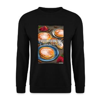 Good Morning, It's Breakfast Time - Pfannekuchen - Unisex Sweatshirt - black - Front - Alina (178cm) & Michal (187cm)