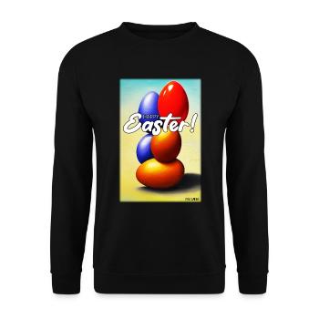 Happy Easter - Easter Egg Easter Easter Colorful Eggs - Unisex Sweatshirt - black - Front - Alina (178cm) & Michal (187cm)