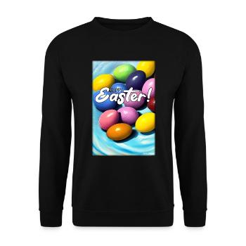 Happy Easter - Easter Egg Easter Easter Colorful Eggs - Unisex Sweatshirt - black - Front - Alina (178cm) & Michal (187cm)
