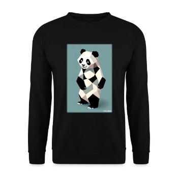 Panda Polygon Wild Pandabär Wildnis Zoo Tier - Unisex Pullover - Schwarz - Vorne - Alina (178cm) & Michal (187cm)