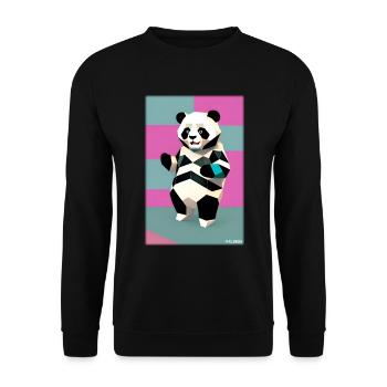 Panda Polygon Wild Pandabär Wildnis Zoo Tier - Unisex Pullover - Schwarz - Vorne - Alina (178cm) & Michal (187cm)