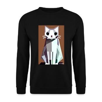 Katze Kater Polygon Tier Stubentiger Haustier - Unisex Pullover - Schwarz - Vorne - Alina (178cm) & Michal (187cm)