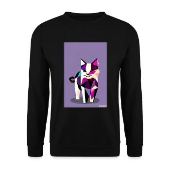 Katze Kater Polygon Tier Stubentiger Haustier - Unisex Pullover - Schwarz - Vorne - Alina (178cm) & Michal (187cm)