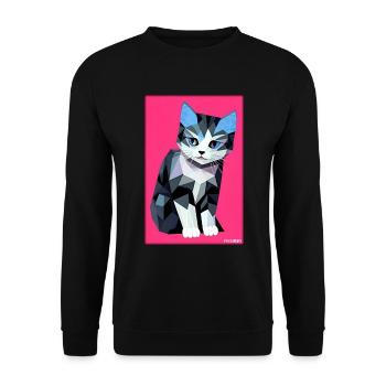 Katze Kater Polygon Tier Stubentiger Haustier - Unisex Pullover - Schwarz - Vorne - Alina (178cm) & Michal (187cm)