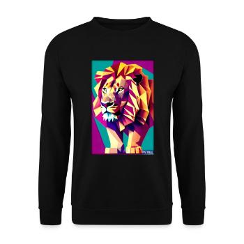 Leo Polygon Arc-en-ciel coloré sauvage Faune sauvage - Sweat-shirt Unisexe - noir - Devant - Alina (178cm) & Michal (187cm)