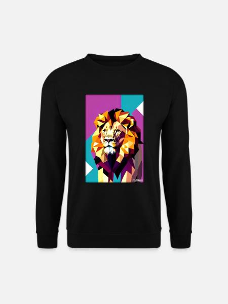 Leo Polygon Arc-en-ciel coloré sauvage Faune sauvage - Sweat-shirt Unisexe - noir