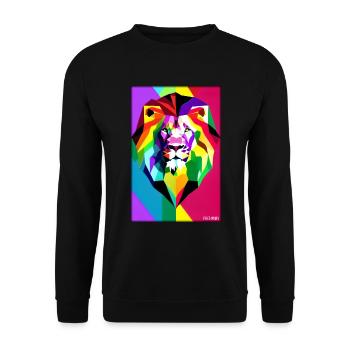 Leo Polygon Arc-en-ciel coloré sauvage Faune sauvage - Sweat-shirt Unisexe - noir - Devant - Alina (178cm) & Michal (187cm)
