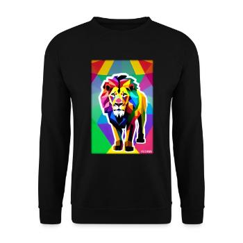 Leo Polygon Arc-en-ciel coloré sauvage Faune sauvage - Sweat-shirt Unisexe - noir - Devant - Alina (178cm) & Michal (187cm)