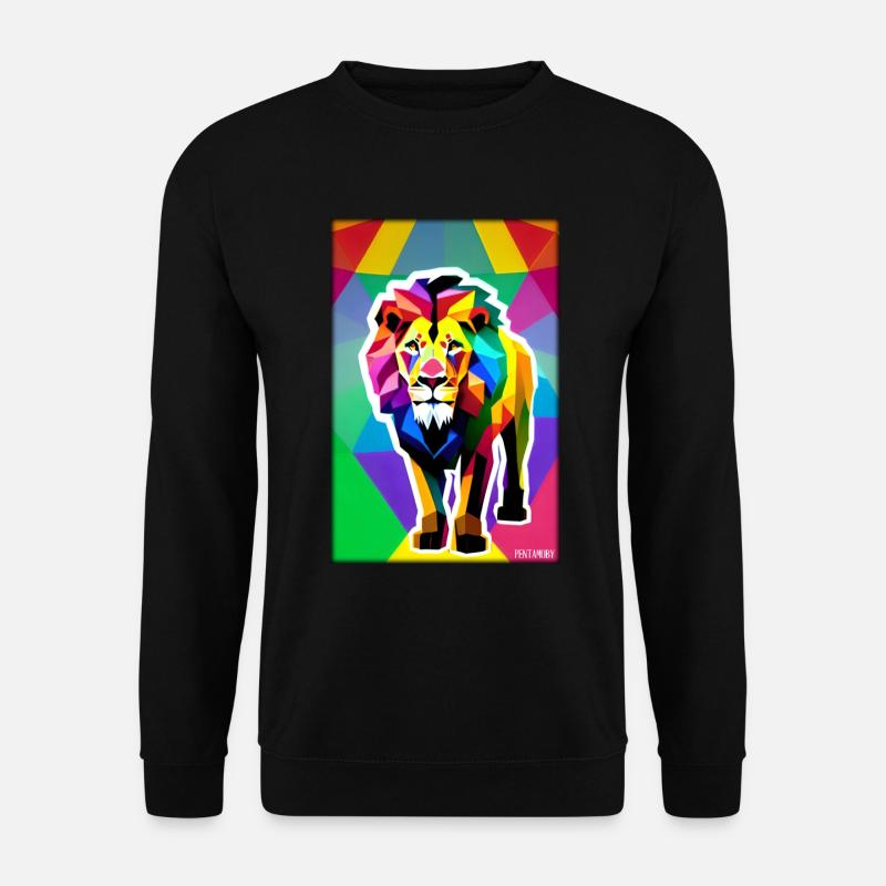 Leo Polygon Arc-en-ciel coloré sauvage Faune sauvage - Sweat-shirt Unisexe - noir