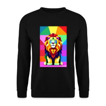 Leo Polygon Arc-en-ciel coloré sauvage Faune sauvage - Sweat-shirt Unisexe - noir - Devant - Alina (178cm) & Michal (187cm)