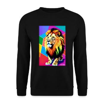Leo Polygon Arc-en-ciel coloré sauvage Faune sauvage - Sweat-shirt Unisexe - noir - Devant - Alina (178cm) & Michal (187cm)