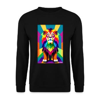 Leo Polygon Arc-en-ciel coloré sauvage Faune sauvage - Sweat-shirt Unisexe - noir - Devant - Alina (178cm) & Michal (187cm)