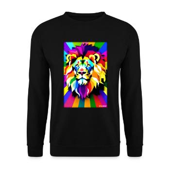 Leo Polygon Arc-en-ciel coloré sauvage Faune sauvage - Sweat-shirt Unisexe - noir - Devant - Alina (178cm) & Michal (187cm)
