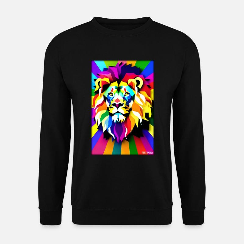 Leo Polygon Arc-en-ciel coloré sauvage Faune sauvage - Sweat-shirt Unisexe - noir