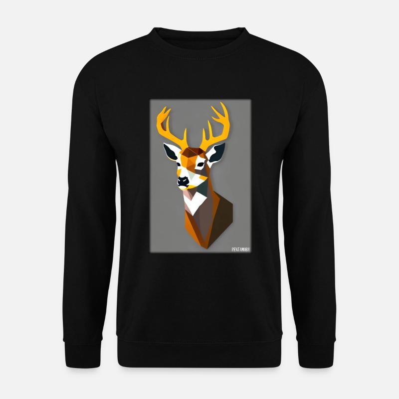 Reh Polygon Wildtier Wildnis Wald Natur Geweih - Unisex Pullover - Schwarz
