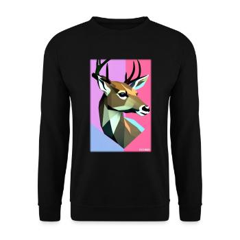 Cerf Polygone Faune sauvage Forêt Nature Bois - Sweat-shirt Unisexe - noir - Devant - Alina (178cm) & Michal (187cm)