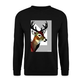 Cerf Polygone Faune sauvage Forêt Nature Bois - Sweat-shirt Unisexe - noir - Devant - Alina (178cm) & Michal (187cm)